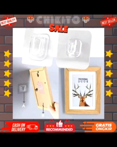 CHIKITO Stiker Gantungan Tempel Double Socket Hook 1 Pasang Serbaguna