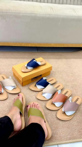 Sandal flat wanita kulit papirut garut model sol Aquila