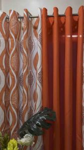 NEW SLYVIA ORANGE DESIGN RING CURTAIN SOLD PER PIECE/SET (6FT/7Ft)
