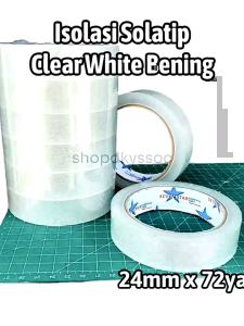 Isolasi Selotip 1 Inch Clear White Bening 24mmx72yard (1SLOP 6PCS)