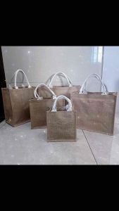 Abaca bag Diy hand-painted shoudler bag linen Jute bag muji handbag portable shopping bag portable Burlap bag