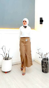 NAYA Luna Skirt: Rok Kancing Wanita Twill Import Streach Melar