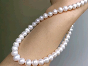 DaVee | White pearl necklace 8-9mm natural pearl silver clasp fresh water pearl necklace