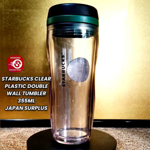 STARBUCKS DOUBLE WALL CLEAR PLASTIC BOTTLE / TUMBLER 355ML • JAPAN SURPLUS