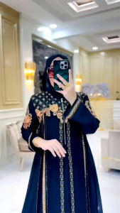 Baju Gamis Abaya Turkey Hitam Premium Dewasa / Remaja - Kode A19