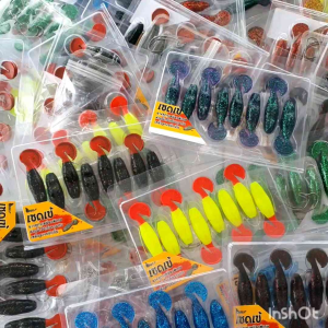 เหยื่อยาง ปลายาง เหยื่อสคิปปิ้ง เชดเข้ 2 นิ้ว พร้อม เบ็ด 3 ดวง ราคา ถูกต้อง