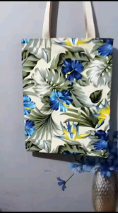 TOTE BAG TAS KANVAS TEBEL MOTIF BUNGA [UK30X40CM]