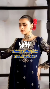 [PRE-ORDER] 2026 JAN READYMADE BLUE BOLLYWOOD SUIT WITH GOLD ZARI EMBROIDERY & PALAZZO PANTS SIZE M TO 2XL ( DELIVERY 10 WORKING DAYS) ETA: 2026-03-30 | RAYA 2026 BOLLYWOOD PUNJABI SUIT WITH EMBROIDERY SEQUINS WORK