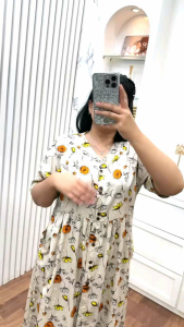 VIONA DRESS PENDEK//DASTER DAILY MOTIF BUNGA//DRESS SAKU SAMPING