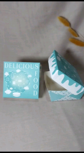 100 PCS Paper Lunch Box XS Box Kertas Ukuran 85 x 85 x 48 cm Sudah Laminasi Dalam Motif Warna Tosca