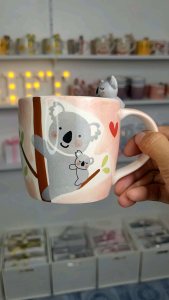 แก้วเซรามิก ของขวัญ ลายหมีโคอาล่าขี้เซา ความจุ 10 ออนซ์ พร้อมกล่องของขวัญบรรจุภัณฑ์ ของขวัญวันเกิด