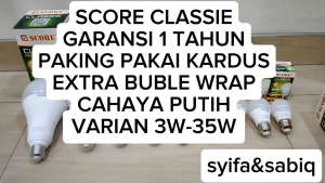 BOHLAM LED CAHAYA PUTIH  / LAMPU LED WARNA PUTIH EXTRA BUBLE WRAP SCORE CLASSEI 3W-35W PAKET 10 PCS
