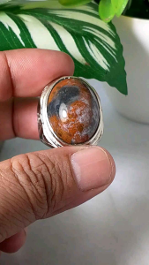 cincin batu bacan motif kembang natural realpic