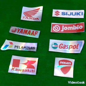 Sticker logo motor yamaha honda kawasaki bahan hologram anti air