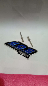 Emblem knalpot motor merek DOS Model timbul free paku rivet