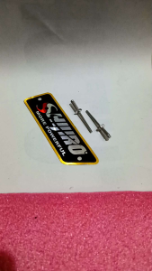 Emblem knalpot motor merek SHIJIRO Free paku rivet
