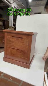 Kệ tủ đầu giường gỗ hương đá có 5 ngăn bí mật