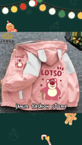 Jaket anak waterproof premium terbaru bergambar Kartun Lotso cocok buat anak generasi milenial Gen-Z