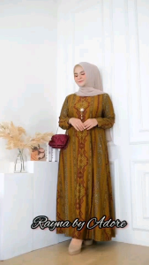 GAMIS BATIK MODERN TERBARU RAYNA JUMBO MAXY BY ADORE CALVIN JEANS DRESS FIT XXL -XXXL SIMPLE ELEGAN