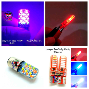 Paket Lampu Stop Rem Jelly RGB Batik 2 Mode Flash dan Kedip + Sen Jelly Kedip 3 Warna Led Depan Belakang Universal Wajib DC 12 Volt