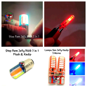 Paket Lampu Stop Rem Jelly RGB Garis 7 in 1 Mode Flash & Kedip