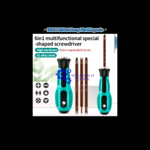 LUXIANZI Set Obeng 6 in 1 Magnetic Bits Screwdriver High Hardness - HR-2011 - Green