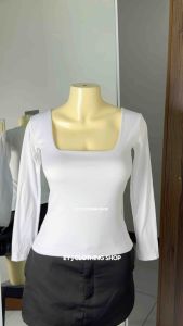 Kailey Square Neck Double Lining Front Top Lonsgleeve Body Hugging Top for Women Womenswear Comfortable