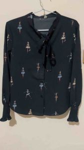 Thrift/Preloved Atasan Kemeja Korea motif balerina formal