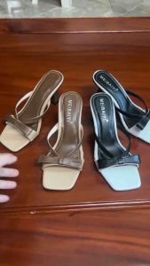 Guốc 7 phân chất da nơ chuồn xinh