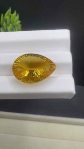 Citrine for jewelry 10.35ct LAB CITRINE MADERA 18.5x13.5mm. 100% LAB MADE gemstone. concave cut pear shape