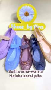 SHOES BY TIRA Meisha karet pita/sandal sepatu flatshoes wanita bahan jelly karet lentur/sepatu kantoran/sepatu kerja/flatshoes cantik pita