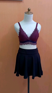 push up bra level 1 wanita merah kecoklatan VICTORIA STUDIO cewek M sz 34A 75A cute MEWAH dalam mesh