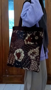 Tote Bag Motif Batik Kembang / Tas Jinjing Wanita Motif Batik