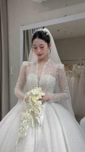 [ HÀNG ORDER- KHÔNG SẴN ] VÁY CƯỚI /VÁY ĐI BÀN/VÁY DẠ HÔỊ NỮ PHỐI TÙNG XOÈ KIM TUYẾN CAO CẤP TAY DÀI MẶC CƯỚI HỎI  CHỤP ẢNH  LỄ NHÀ THỜ