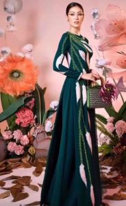 ÁO DÀI NỮ TRUNG NIÊN/MẸ/BÀ SUI LỤA XANH ĐEN KẾT HẠT CAO CẤP MẶC ĐI TIỆC  CƯỚI HỎI