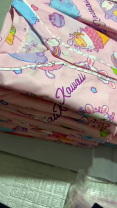 Dimari Baju Tidur Piyama Tanpa Kerah / V-neck Untuk Anak Perempuan dan Laki-Laki Usia 1-12 Tahun Motif Cats Kucing