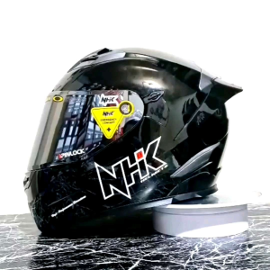 Helm NHK RX9 Paket Ganteng Black Glossy Visor Iridium & Spoiler