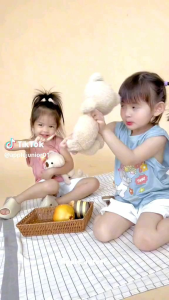 (SG SELLER) Size M Kids Sleeveless Top Age 3-4 Yrs Vest Cotton Singlet Cartoon Hello Kitty /Bear
