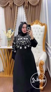 Setelan Rok Wanita Gamis Melayu Dress Malay Bahan Ceruty Babydoll BordirAksen Payet