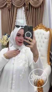 Setelan Muslimah 3in1 Bahan Ceruty Babydoll Motif Bordir