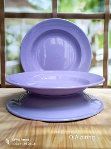 3pcs piring makan bulat polos melamine 9inc tebal tahan panas berkuwalitas serbaguna gratis 1 sendok