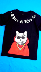 Atasan Baju Kaos Anak Laki-laki Perempuan Kucing Kacamata Keren Populer Cotton 30s 1-10 Tahun