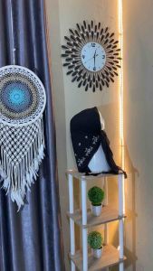 Hijab Segi Empat Tassel Bunga Sakura Bordir