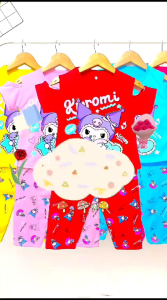 SETELAN ANAK PEREMPUAN LENGAN SABRINA MOTIF KUROMI 1-6 TAHUN