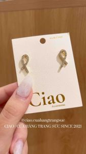 Khuyên tai bông tai mạ bạc S925 thiết kế đan chéo đính đá lấp lánh Cross Ciao