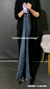 JENNIE-Hightwais Cutbray Jeans Celana Flare Panjang Stretch Wanita Retro Vintage Cutbray Lipat Bawah