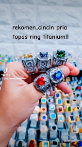 Cincin pria t0p4S ring silver titanium motip N4GA