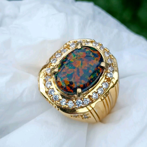 CINCIN BATU KALIMAYA BLACK OVAL AUSSY MEWAH SUPER KUALITAS