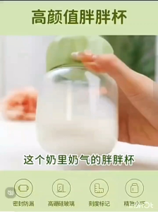 Cute Glass Cup Milk Glass Cup Meal Replacement Glass Cup 300ml