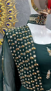 [PRE-ORDER]New Designer Party Wear Gown With Embroidery Belt 15 TO 20 DAYS DELIVERY